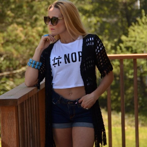 BLACK CROCHET CARDIGAN vest - Picture 3 of 4